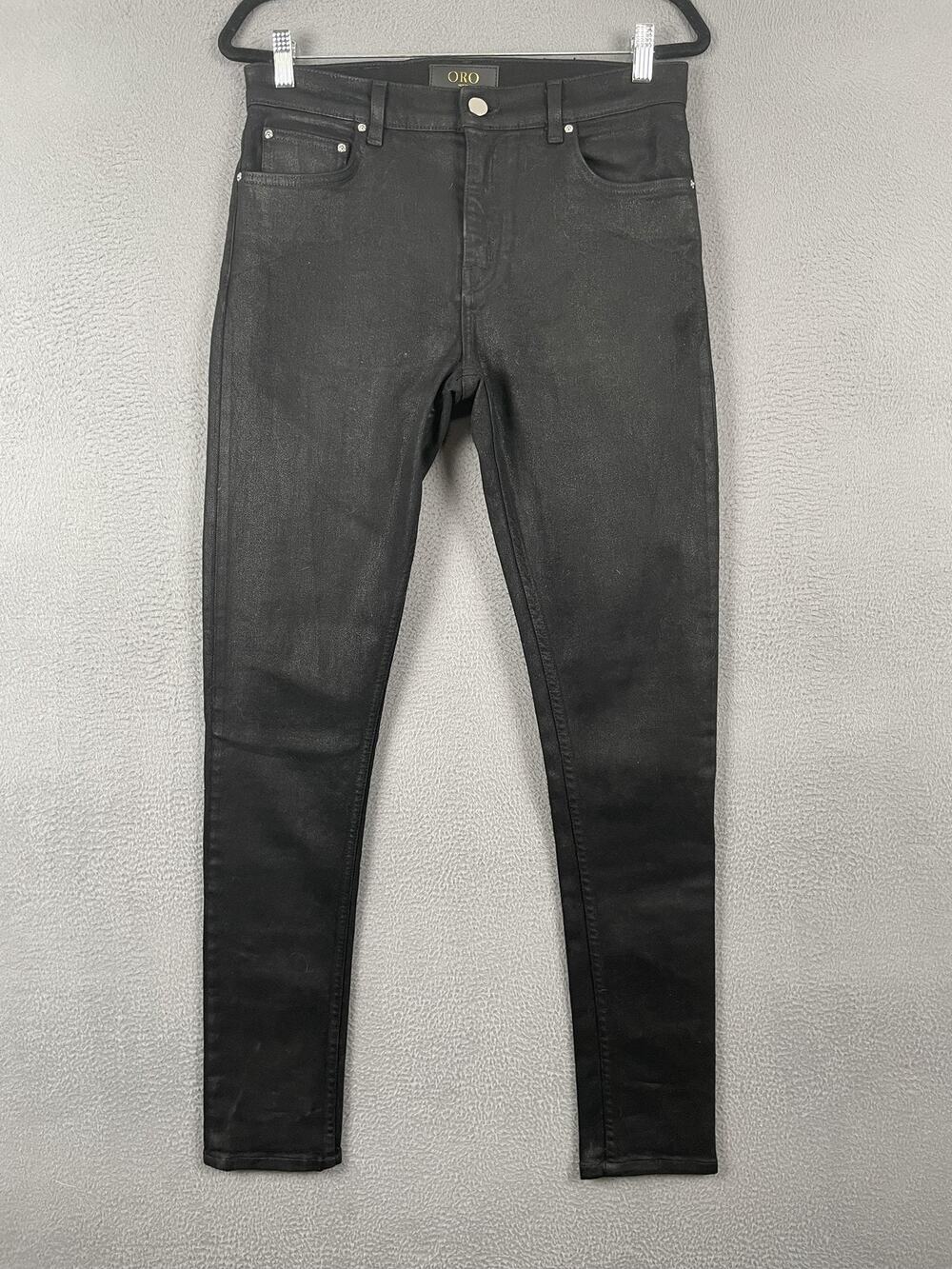 ORO Jeans Mens 32x32 Black Skinny Slim Stretch Denim Pockets Made In USA